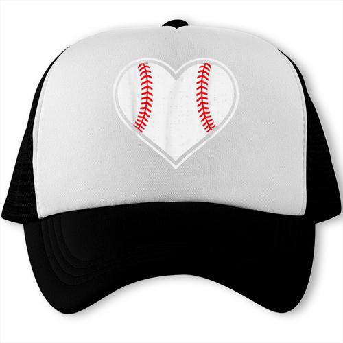 Baseball Heart Love Sport Valentines Day Men Women Boys Kids Trucker Cap - Sportilla