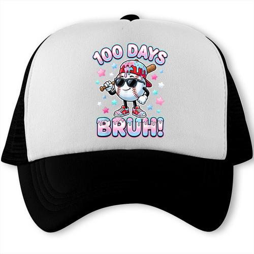 Baseball Ice Cram Drip 100 Days Of School 100th Boys Youth Trucker Cap - Sportilla