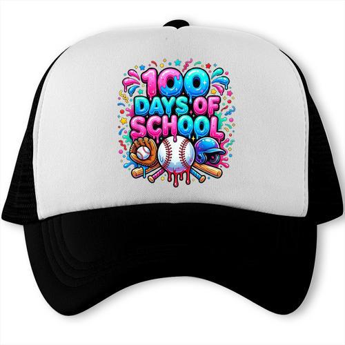 Baseball Ice Cream Drip 100 Days Of School Student Teacher Trucker Cap - Sportilla