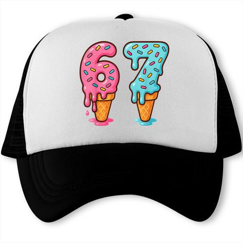 Baseball Ice Cream Drip 6 7 Kids 67 Birthday Trucker Cap - Sportilla