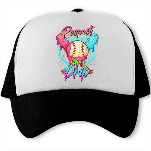 Baseball Ice Cream Drip Number 67 Player 67 Respect The Drip Trucker Cap - Sportilla