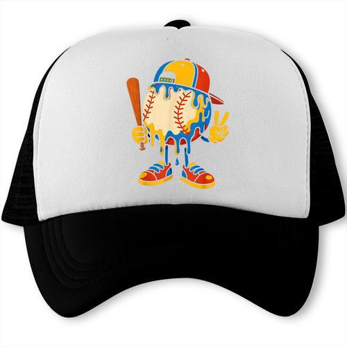 Baseball Ice Cream Drip Youth Back To School Baseball Stuff Trucker Cap - Savourry