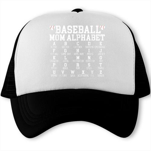 Baseball Mom Alphabet Mommy Mother's Day Motivational Saying Trucker Cap - Sportilla