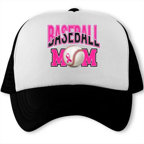 BASEBALL MOM BREAST CANCER RIBBON PINK SPORTS MOM Trucker Cap - Sportilla
