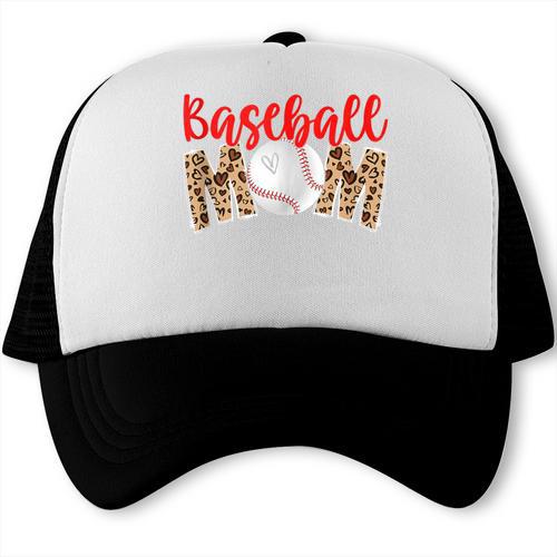 Baseball Mom Leopard Print Cute Mother's Day Sport Lover Trucker Cap - Sportilla