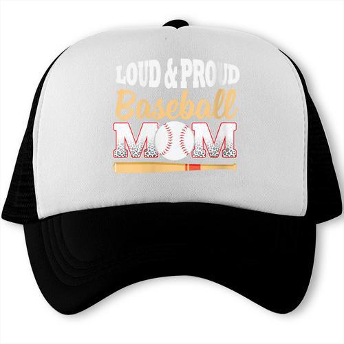 Baseball Mom Leopard Print Loud And Proud With Ball & Bat Trucker Cap - Sportilla
