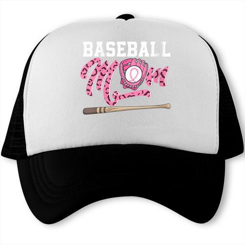 Baseball Mom Pink Ribbon Breast Cancer Awareness Fighters Trucker Cap - Sportilla