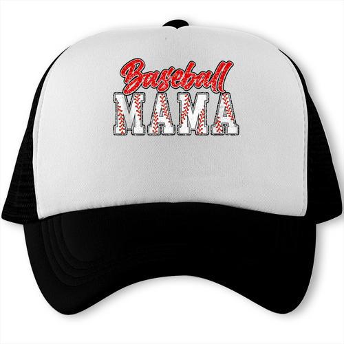 Baseball Mom Retro Groovy Baseball Mama Women Mother's Day Trucker Cap - Sportilla