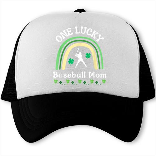 Baseball Mom St Patrick's Day Irish Shamrock Sports Trucker Cap - Sportilla