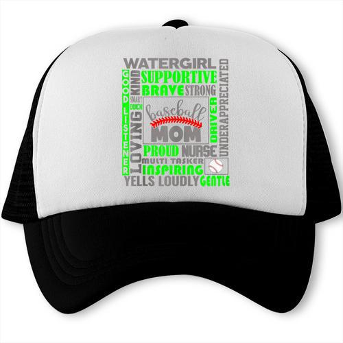 Baseball Mom Traits For Great Mothers Grey And Green Trucker Cap - Sportilla