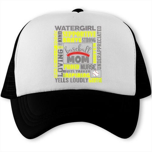 Baseball Mom Traits For Great Mothers Grey And Yellow Trucker Cap - Sportilla