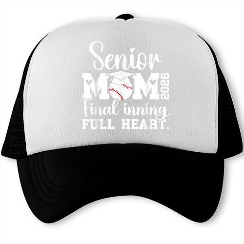 Baseball Senior Mom 2026 Final Inning Baseball Senior Mama Trucker Cap - Sportilla