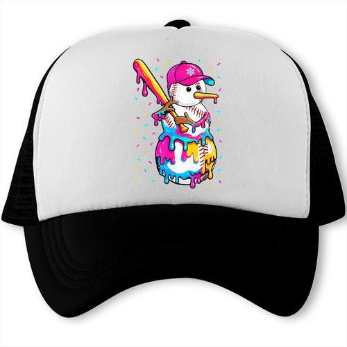 Baseball Snowman Drip Christmas Baseball Boys Men Kids Trucker Cap - Sportilla