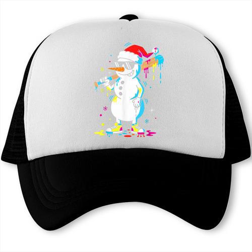 Baseball Snowman Drip Cool Christmas Men Boys Girls Trucker Cap - Sportilla