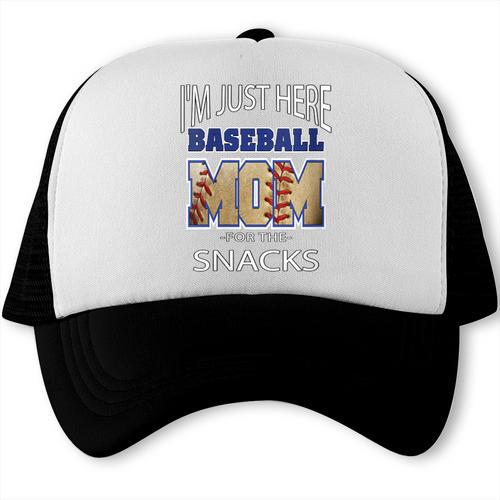 Baseball Sport I’m Just Here For The Snacks Baseball Mom Trucker Cap - Sportilla