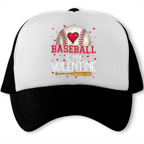 Baseball Is My Valentine Valentines Day Men Boys Kids Teen Trucker Cap - Sportilla