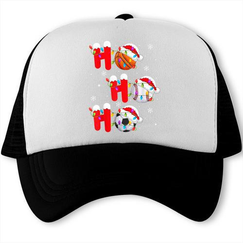 Basketball Baseball Soccer Christmas Ho Ho Ho Santa Xmas Trucker Cap - Sportilla