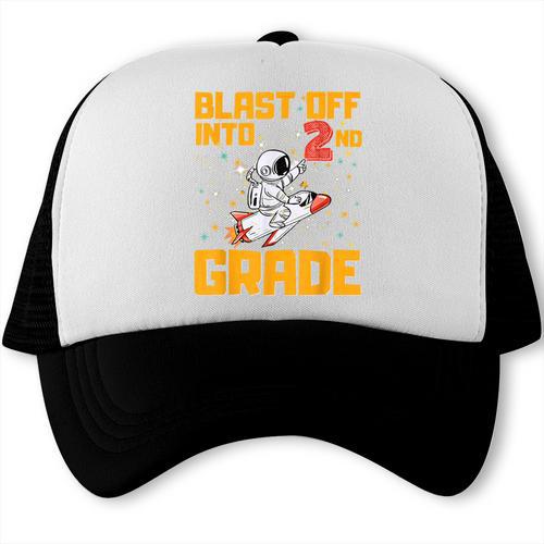 Blast Off Into Second Grade Back To School 2nd Graders Trucker Cap - Savourry