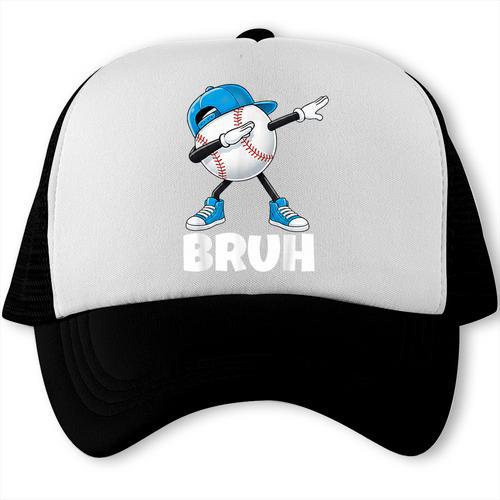 Boys Baseball Graphic Tee Teen Apparel Cute Meme Bruh Trucker Cap - Sportilla
