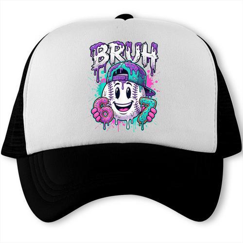 Bruh 67 Baseball Drip Boys Kids Six Seven Meme 6-7 Dripping Trucker Cap - Sportilla