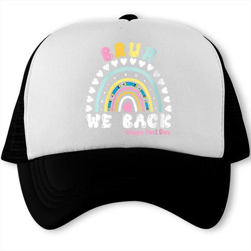 Bruh We Back Happy First Day Of School Back To School Kids Trucker Cap - Savourry