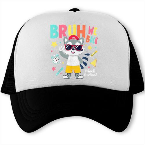 Bruh We Back Raccoon Back To School Trucker Cap - Savourry