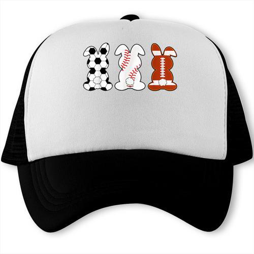 Bunny Football Baseball Sport Easter Day Trucker Cap - Sportilla