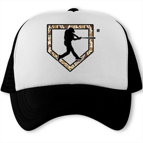 Camo Home Plate Camouflage Baseball Batter Youth Boys Trucker Cap - Sportilla