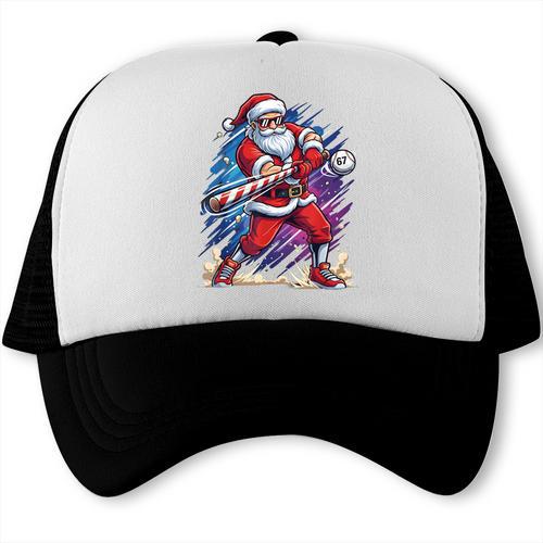 Christmas Baseball Santa Game Day Xmas Boys Kids Men Trucker Cap - Sportilla