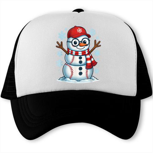Christmas Baseball Snowman Xmas Pajamas Women Men Boys Trucker Cap - Sportilla