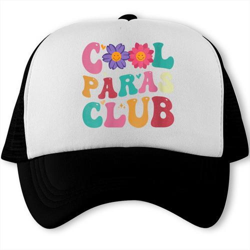 Cool Paras Club Paraprofessional Groovy Back To School Trucker Cap - Savourry