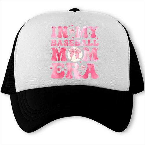 Coquette Bow In My Baseball Mom Era Baseball Mama Mother Day Trucker Cap - Sportilla