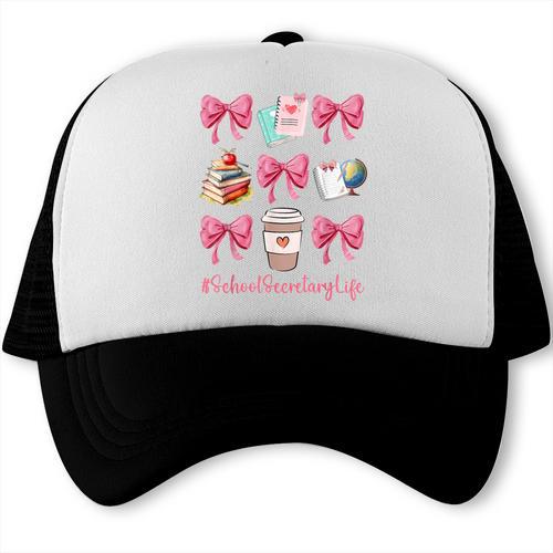 Cute Coquette Bows School Secretary Life Back To School Trucker Cap - Savourry