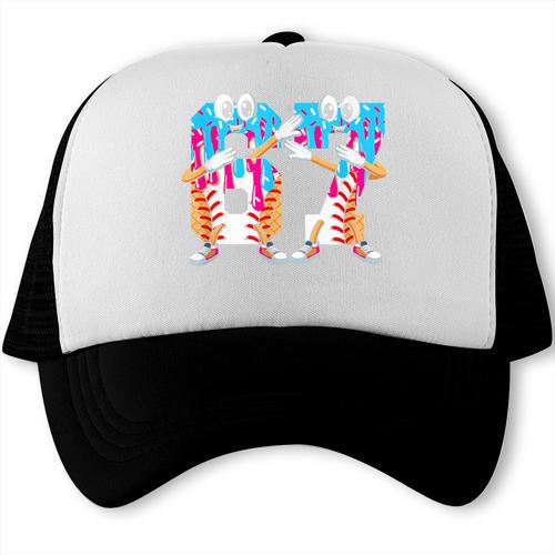 Dabbing Baseball Ice Cream Drip Number 67 Birthday Party Trucker Cap - Sportilla