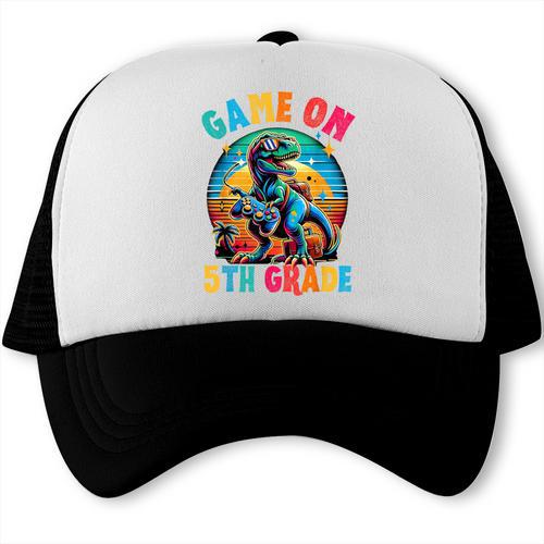 Dinosaur Video Games Back To School 5th Grade Boys Gamer Trucker Cap - Savourry