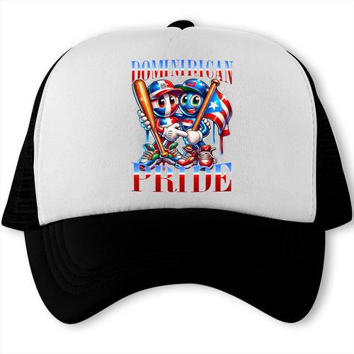 Dominican Puerto Rican Pride Baseball Flag Unity Trucker Cap - Sportilla