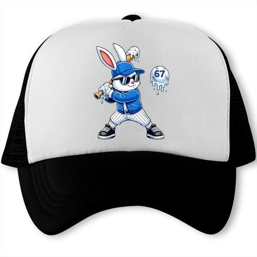Dripping Drip Baseball Rabbit Bunny Easter Men Boy Kid Trucker Cap - Sportilla