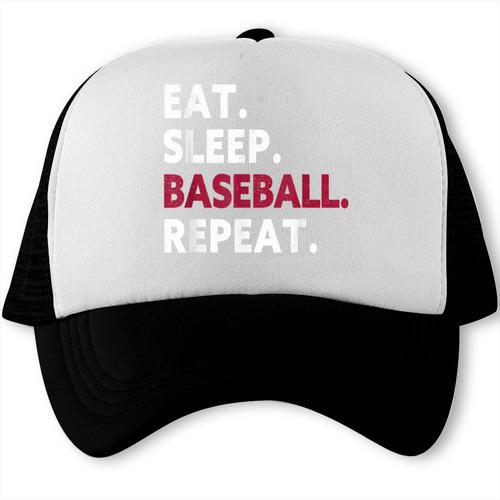 Eat Sleep Baseball Repeat Baseball Player Trucker Cap - Sportilla