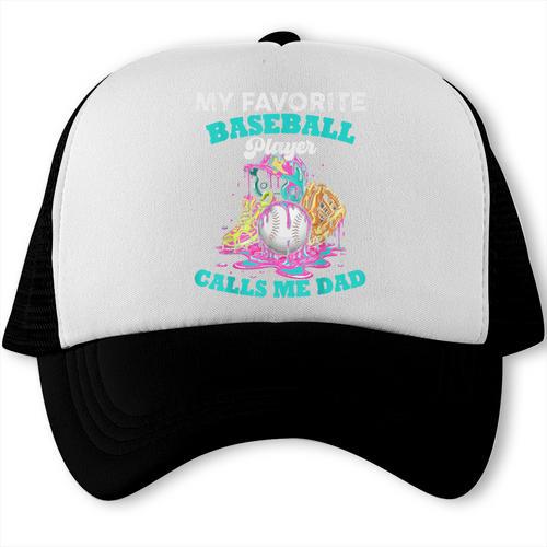 My Favorite Baseball Player Calls Me Dad Ice Cream Drip Trucker Cap - Sportilla