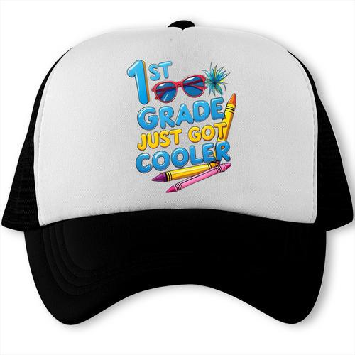 First Day Of First Grade Shirt Boys Girls Back To School Trucker Cap - Savourry