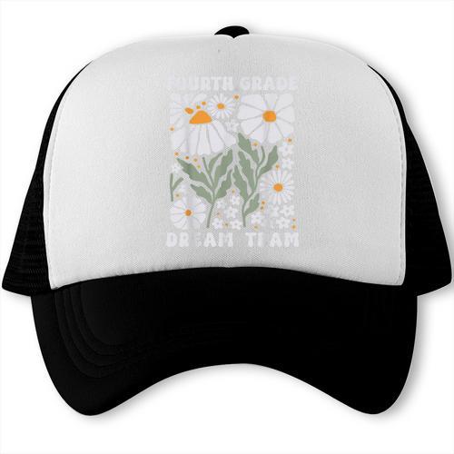 Fourth Grade Dream Team Back To School Boho Flower 4th Grade Trucker Cap - Savourry