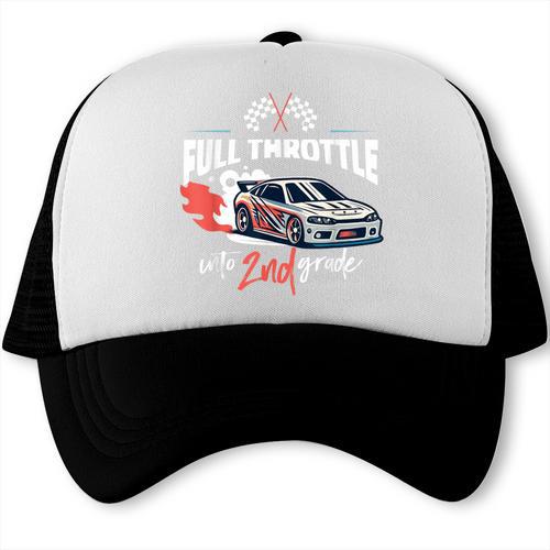 Full Throttle Into Second 2nd Grade Race Car Back To School Trucker Cap - Savourry