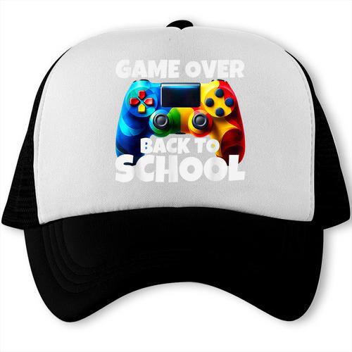 Game Over Back To School Gaming Controller Kids Gamer Trucker Cap - Savourry