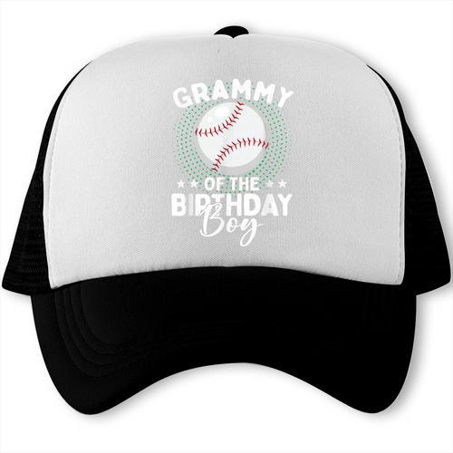 Grammy Of The Birthday Boy Baseball Player Birthday Trucker Cap - Sportilla