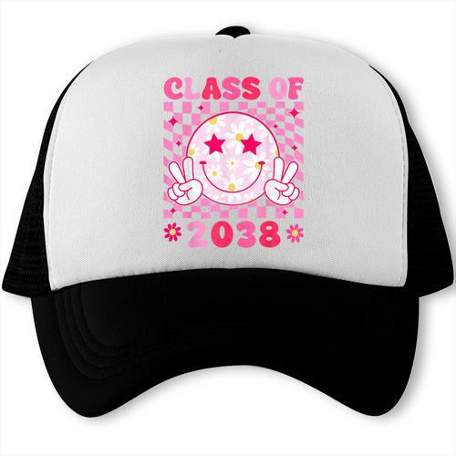 Groovy Class Of 2038 Grow With Me Smile Face Back To School Trucker Cap - Savourry