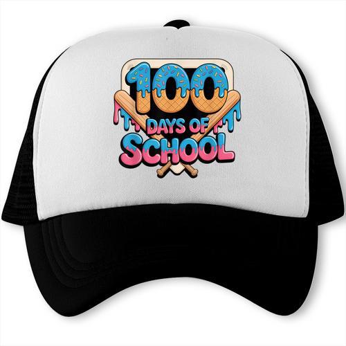 Happy 100 Days Of School Baseball Drip For Kids Teachers Trucker Cap - Sportilla