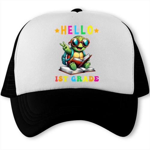 Hello 1st Grade Turtle Lovers Back To School Kids Boys Girls Trucker Cap - Savourry