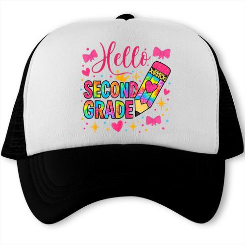 Hello Second Grade Colorful Pencil Tie Dye Back To School Trucker Cap - Savourry