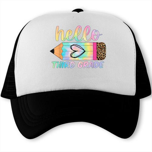 Hello Third Grade Back To School Pencil Tie Dye 3rd Grade Trucker Cap - Savourry