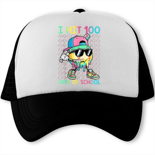 I Hit 100 Days Of School Baseball Drip 100th Day Of School Trucker Cap - Sportilla